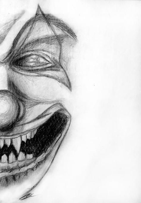 Cool Clown Drawings, Creepy Clown Sketch, Clown Drawing Aesthetic, Clown Drawing Creepy, Creepy Clown Drawing, Clown Drawing, Scary Drawings, Horror Drawing, Desen Realist