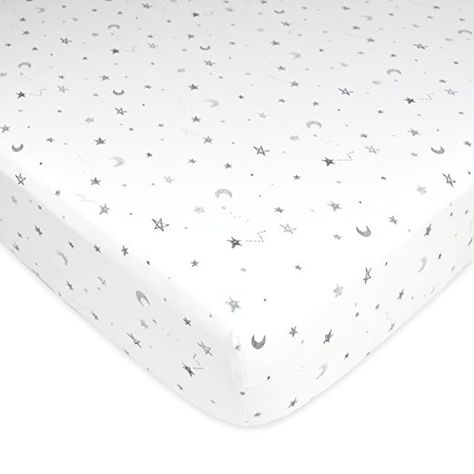 American Baby Company Printed 100% Cotton Jersey Knit Fitted Crib Sheet for Standard Crib and Toddler Mattresses, Grey Stars and Moon Crib Bedding Boy, Toddler Sheets, Stars And Moons, Moon Nursery, Baby Boy Bedding, Portable Crib, American Baby, Toddler Mattress, Star Nursery