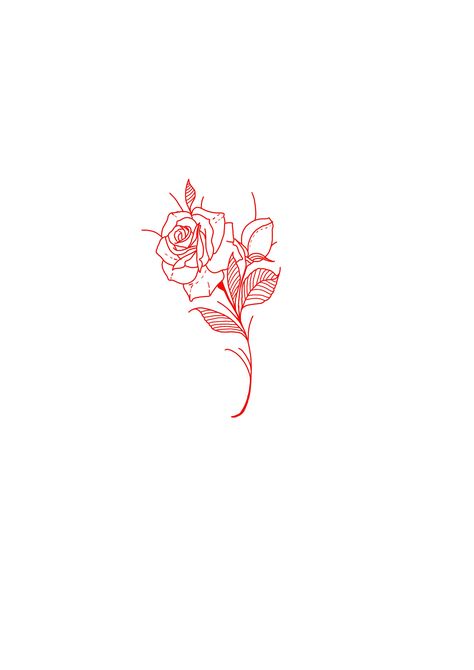 Red Rose Line Tattoo, Red Rose Tattoos, Floral Outlines, Rose Flower Tattoos, Rose Tattoos For Women, Tattoo Board, Red Rose Tattoo, Red Tattoos, Outline Designs