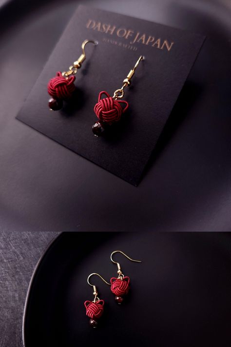 Cute Japanese Accessories, Japan Earrings, Chinese Earrings, Japanese Earrings, Earrings Japanese, Japanese Jewelry, Chinese Jewelry, Nail Jewelry, Red Cat