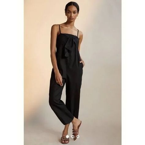 Hutch | Pants & Jumpsuits | Anthropologiehutch Breezy Bowtie Jumpsuit Sizexs | Poshmark Hutch, Black Jumpsuit, Side Pocket, Linen Blend, Bow Tie, Pant Jumpsuit, Jumpsuit Romper, Anthropologie, Full Length