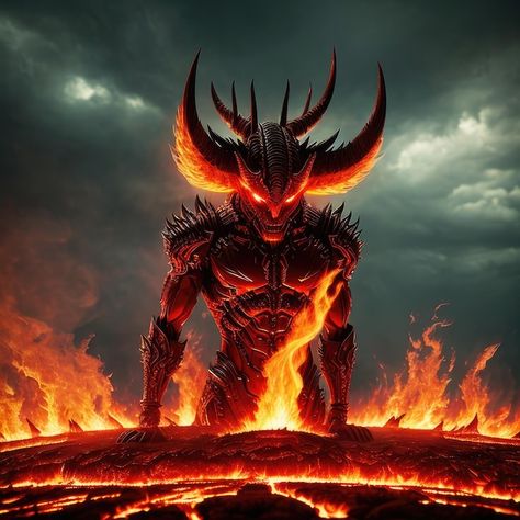 Un Démon Avec Un Visage De Diable Sur So... | Premium Photo #Freepik #photo #lucifer #corne-diable #fenix #minotaure Spartan Warrior, Montage Photo, Premium Photo, Collage, Pins