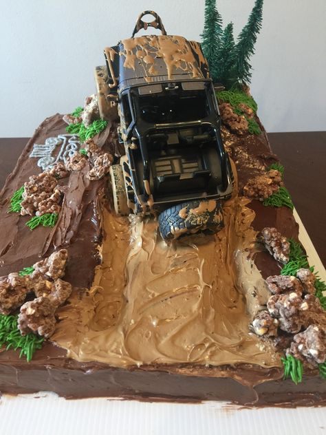 4wd Cake, Jeep Mudding, Jeep Cake, Construction Birthday Cake, Monster Truck Cake, Truck Cake, Dad Birthday Cakes, Truck Cakes, Cake Inspo