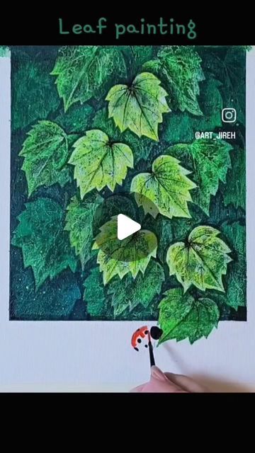 Leaves Painting Acrylic Leaf Art, Leaf Impression Painting, 3d Painting On Canvas, Satisfying Art, Leaf Painting, Relaxing Art, 3d Painting, Painted Leaves, Art Video