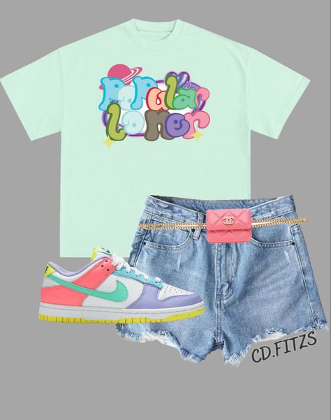 Colorful Dunks Outfit, Multicolor Dunks Outfit, Outfits With Candy Dunks, Tripple Pink Dunks Fits, Graphic Tee With Dunks, Best Online Clothing Stores, Birthday Outfit For Women, Cute Outfits With Jeans, Cute Clothing Stores