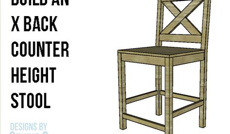 DIY Furniture Plans to Build X Back Counter Height Stools | Diy Chairs, Diy Bar Stools, Diy Stool, Simple Woodworking Plans, Wood Crafting Tools, Stools With Backs, Building Projects, Diy Bar, Stool Design