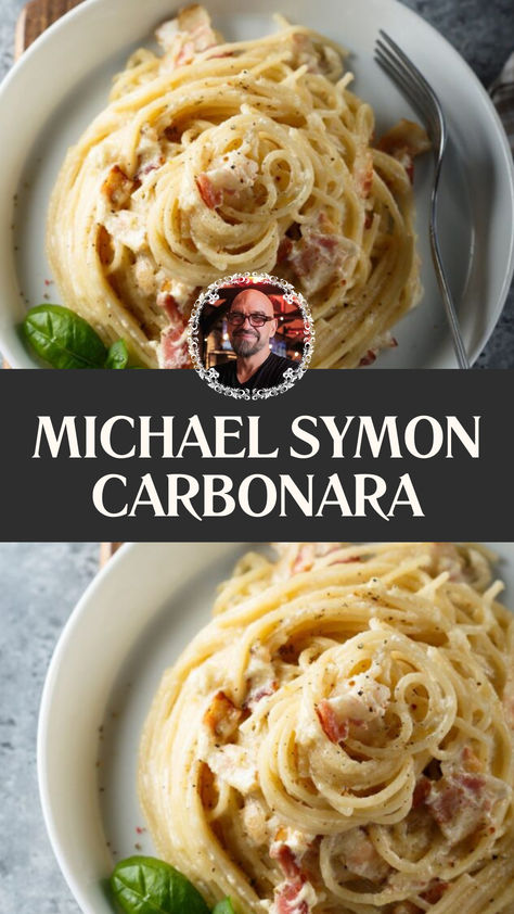 Michael Symon Carbonara Carbonara Pasta No Egg, Carbonara Pasta Authentic, Pastina Carbonara, Michael Symon Recipes, Best Carbonara Recipe, Creamy Carbonara Pasta, Carbonara With Peas, Pasta With Egg, Risotto Carbonara