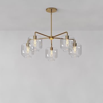 Sculptural Glass 5-Light Pebble Chandeliler - Clear Canopy Glass, Mobile Chandelier, Chandelier Antique, Metal Canopy, Farmhouse Chandelier, 3 Light Chandelier, Globe Chandelier, 5 Light Chandelier, Linear Chandelier