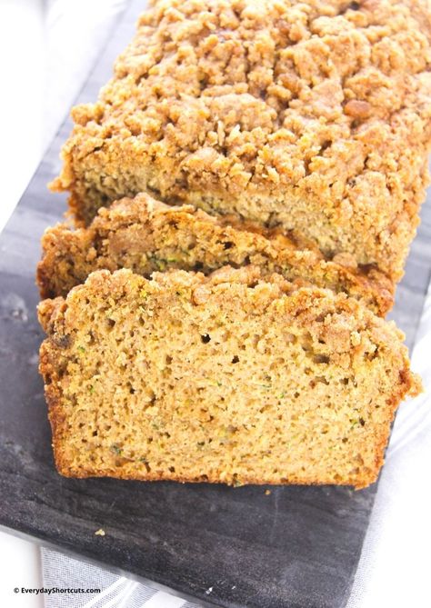 Zucchini Bread with Pumpkin Spice Streusel Topping Spice Zucchini Bread, Zucchini Bread With Crumb Topping, Pumpkin Spice Bread With Streusel Topping, Pumpkin Bread Streusel Topping, Spiced Apple Zucchini Bread, Pumpkin Zucchini Bread, Kitchen Smells, Bread Ingredients, Fall Breakfast