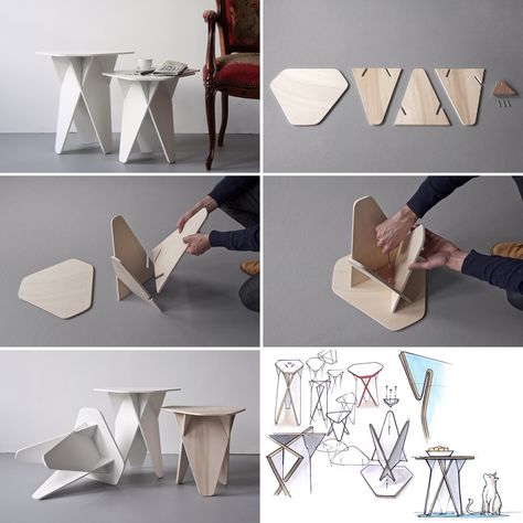 Tranform Furniture, Small Furniture Ideas, Wedge Table, Simple Furniture Design, Cnc Furniture Plans, Compact Furniture, Furniture Apartment, Plywood Projects, Cnc Furniture