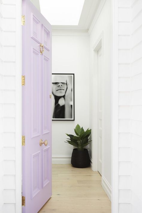 LITTLE WILLOW — Adore Home Magazine Lilac Doors Front House, Purple White Paint, Light Purple Front Door, Lilac Front Door, Door Wall Design, Pastel Home, Dekorasi Kamar Tidur, House And Home Magazine, Home Decor Trends