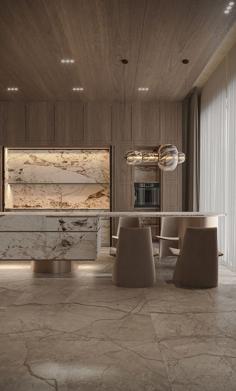 Kitchen Interior Design Modern Luxury, Luxury Kitchen Design Modern, Modern Luxury Kitchen, Kitchens Luxury, Modern Kitchen Interiors, Palm Jumeirah, Beige Marble, Contemporary Kitchen Design, Luxury Kitchen Design