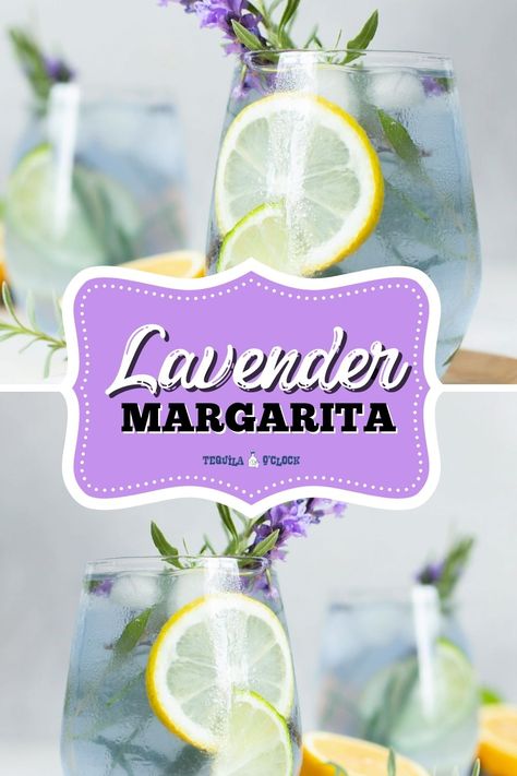 lavender margarita cocktail recipe Lavander Alcoholic Drinks, Tequila Lavender Cocktail, Lavender Margarita Recipe, Lavender Drinks Alcoholic, Purple Margarita Recipe, Lavender Margarita, Lavender Mojito, Mezcal Margarita, Lavender Cocktail