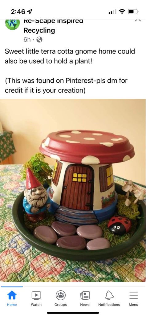 Clay Pot Gnome House, Gnome Homes Ideas, Gnome Garden Ideas, Gnome Planter, Pool Lanai, Fairy Trees, Lanai Ideas, Gnome Village, Gnome Ideas