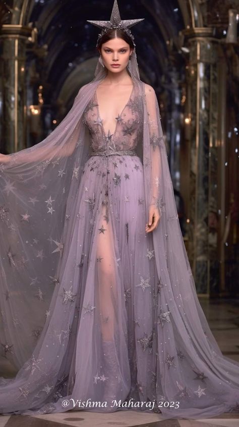 Celestial Gown, Gown Aesthetic, Celestial Dress, Purple Gowns, Fairytale Fashion, Fantasy Dresses, Fantasy Gowns, Fairytale Dress, Fantasy Dress