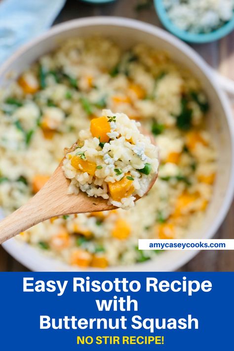 A truly easy risotto recipe! No standing over the pot stirring and stirring. This creamy butternut squash and green bean risotto is a delicious entrée or side dish. It is perfect for a weeknight dinner or when entertaining family and friends. Squash And Green Beans, Bean Risotto, Butternut Squash Cooking, Vegetarian Risotto, Easy Risotto, Risotto Recipes Easy, Creamy Butternut Squash, How To Make Risotto, Baby Meals