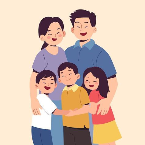 Family Picture Cartoon, Family Drawing Illustration, Family Picture Drawing, Asian Family, Filial Piety, Family Vector, Family Stickers, Family Drawing, Portrait Cartoon