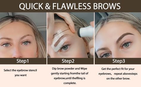 Perfect Eyebrow Makeup, Eyebrow Template, Brow Stamp, Eyebrow Stencils, Brow Stencils, Tinted Eyebrow Gel, Eyebrow Stamp, Brow Styling, Makeup Brushes Guide