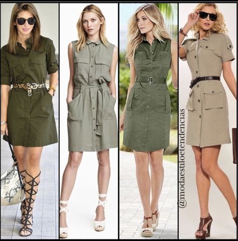 Safari Costume Women, Khaki Dress Outfit, Guayabera Dress, Safari Costume, Classic Work Outfits, Safari Dress, City Outfits, Safari Style, Khaki Dress