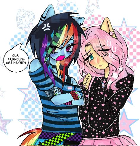 Flutter Dash Fanart, Mlp Rainbow Dash X Fluttershy, Mlp Trio Pfp, Flutterdash Fanart, Mlp Human Fanart, Fluttershy X Rainbow Dash, Animecore Art, Mlp Screencaps, Scene Emo Art