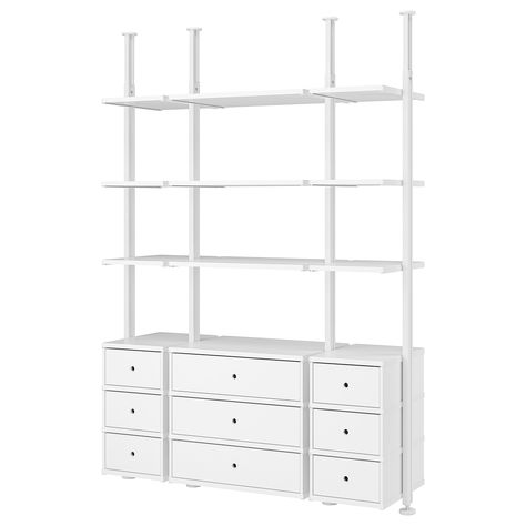 ELVARLI 3 sections, white, Width: 70 1/8" - IKEA Elvarli Ikea, Temporary Wall Divider, Ikea Elvarli, Bamboo Shelves, Wall Divider, Ceiling Materials, Bamboo Shelf, Painted Drawers, Temporary Wall