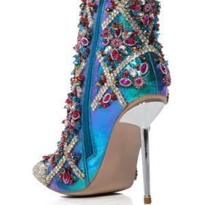 Tacky Fashion, Fancy Boots, Bold Glamour, Colorful Crystals, Azalea Wang, Chic Heels, Spring Boots, Statement Shoe, Pointed Toe Boots