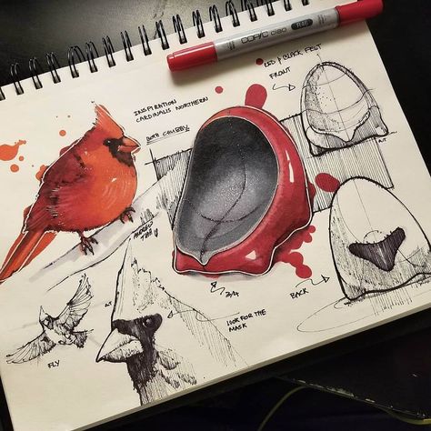 Northern Cardinal by TiahDesign Reka Bentuk Industri, Bionic Design, What Is Fashion Designing, Cocktail Party Outfit, Animal Inspiration, Furniture Design Sketches, Northern Cardinal, Interior Design Sketches, Art Appliqué