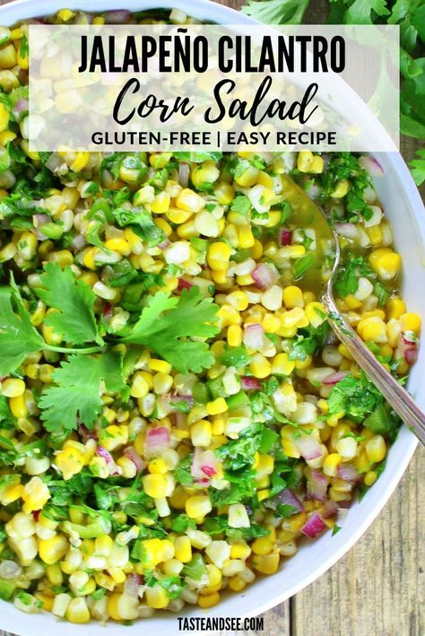 Fresh Corn Off The Cob, Mexican Corn Salad Recipe, Sweet Corn Salad Recipe, Corn Off The Cob, Cilantro Corn, Corn Recipes Side Dishes, Cilantro Salad, Corn Salad Recipe, Fresh Corn Salad