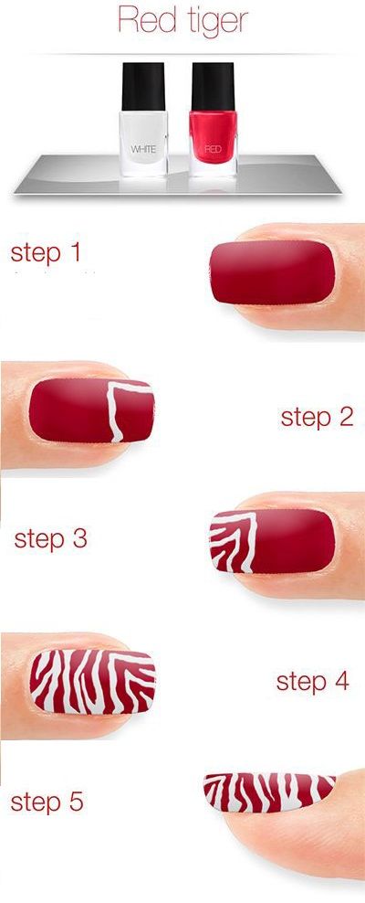 Red Tiger Nails – Tutorial Tiger Stripe Nails, Tiger Nail Art, Peacock Nail Art, Pink Leopard Nails, Nail Top Coat, Zebra Nail Designs, Peacock Nails, Print Nail Art, Nail Base