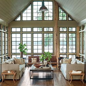 Lake House Decorating Ideas Lake House Living Room, Lake House Kitchen, Tall Windows, Lake Living, Lake House Decor, Southern Living, Facades, A Living Room, Large Windows