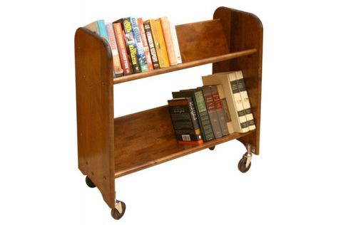 waaaaant Tilted Shelves, Library Cart, Book Carts, Book Cart, Library Bookcase, Library Shelves, Vintage Library, Wood Book, Wooden Books