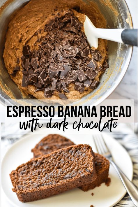 Espresso Banana Bread, Coffee Banana Bread, Chocolate Chunk Banana Bread, Banana Bread Cake, Espresso Recipes, Banana Bread Ingredients, Bread Muffins, Spiced Pecans, Vegan Banana Bread