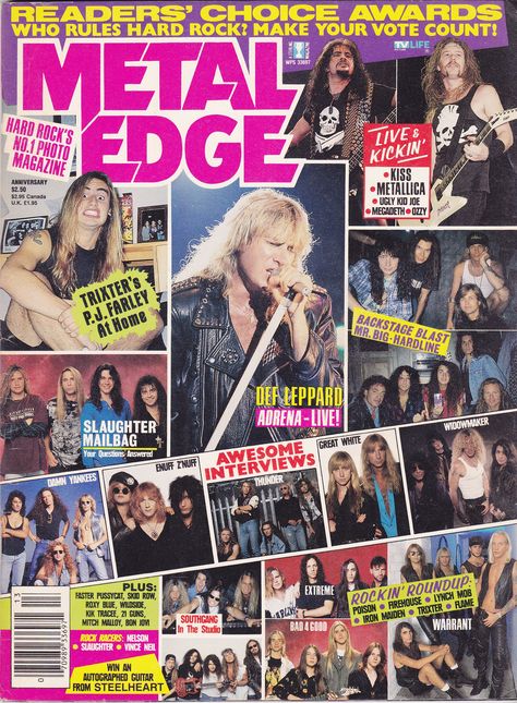 Cover of Metal Edge Magazine - 1992, volume 37 number 7. (scanned by me from my collection) Metal Edge Magazine, Edge Magazine, 1990s Music, Hair Metal Bands, Acid Rock, Hair Metal, Punk Poster, Books Cover, Metal Fan