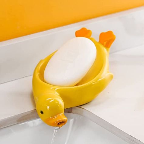 UIYIHIF Ceramic Shower Soap Dish Tray, Soap Savers Tray with Self Draining Cute Duck Shape Soap Rack for Shower Bathroom Tub Kitchen Sink Dish Sponge Holder, Gemstones Chart, Bar Soap Holder, Dish Holder, Clay Things, Modern And Traditional Decor, Cerámica Ideas, Shower Bathroom, Shower Soap