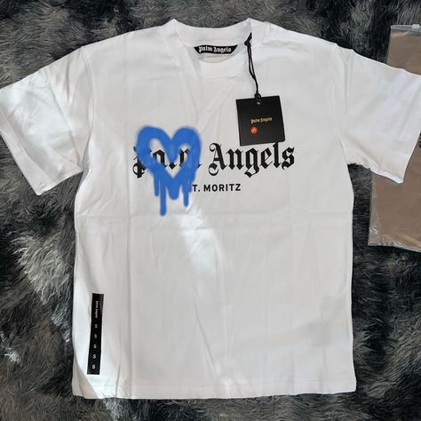 Brand New Size Small Palm Angels Spray Paint T Shirt Never Worn With Tags And Packaging Authentic Spray Paint Clothes, Palm Angels Tshirt, Palm Angels T Shirt, Palm Angels Shirt, Paint T Shirt, Birthday Fit, Angel Shirt, Birthday Fits, Angels Logo