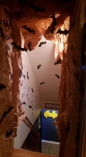 The Bat Cave. | Halloween Forum Halloween Cave, Batman Man Cave, Indiana Jones Birthday Party, Batman Logos, Cave Quest Vbs, Cave Quest, Halloween Forum, Bat Cave, Batman Logo