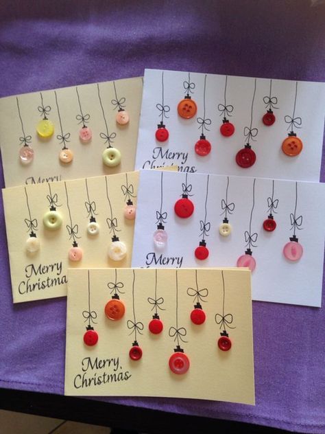 Cards With Buttons, Ideas Navideñas, Homemade Christmas Cards, Christmas Card Crafts, Navidad Diy, Diy Christmas Cards, Button Crafts, Christmas Crafts For Kids, Christmas Cards Handmade