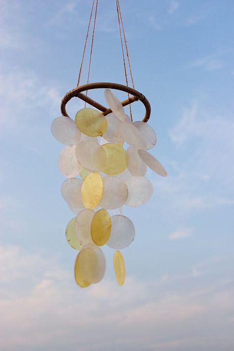 Handmade Windchimes, Shells Decor, Shell Wind Chimes, Shell Mobile, Sea Lover, Capiz Shell, Shell Decor, Shell Crafts, Wind Chime