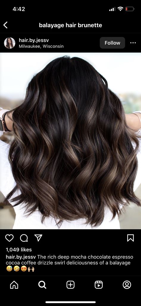 Mocha Swirl Brunette, Subtle Dark Brown Balayage, Dark Dimensional Brunette, Espresso Martini Brunette Hair, Espresso Martini Hair, Smoky Brown Hair, Brunette Color Melt, Espresso Balayage, Mocha Balayage