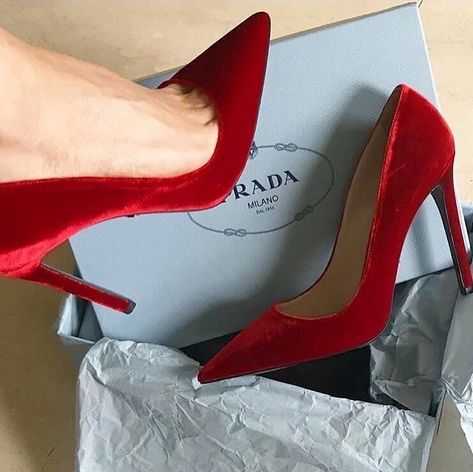 Prada velvet shoes Red High Heels, Red High, Gorgeous Shoes, Fabulous Shoes, Prada Shoes, Crazy Shoes, Pretty Shoes, Dream Shoes, Look Casual