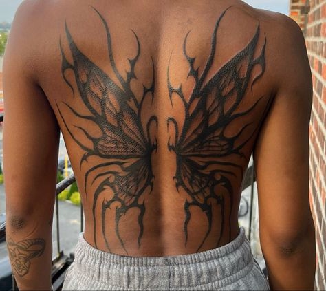 Full Back Butterfly Tattoo, Large Butterfly Back Tattoo, Spiderman Back Tattoo, Huge Back Tattoo Women, Wing Back Tattoo Women, Wings Back Tattoo Women, Butterfly Wing Back Tattoo, Back Tattoos Wings, Butterfly Wings Back Tattoo