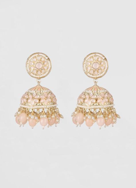 Our design ideology celebrates a pop of color. This stunning chandbali style earrings (3") with gold colour plating, peach enamel pearls & Glass bead droplets, will make your festive outfit complete. Indian Clothing Brands, Ethnic Wear Indian, Droplet Earrings, Indian Clothing, Gold Colour, Online Earrings, Style Earrings, Ethnic Wear, Glass Bead