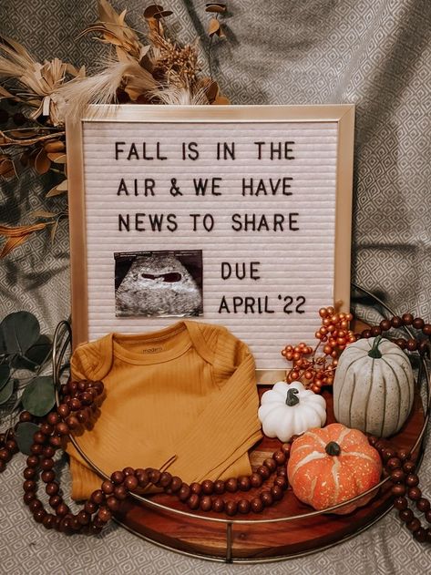 October Pregnancy Announcement, Unexpected Pregnancy Announcement, Pregnancy Announcement Fall, Halloween Baby Announcement, Pregnant Announcement, Second Pregnancy Announcements, Fall Baby Announcement, Announcement Pictures, Announcement Photoshoot