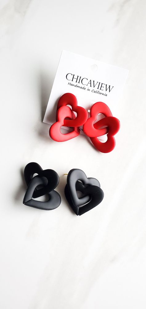 Valentine's Polymer Clay Earrings, Valentines Clay Earrings Diy, Valentine Day Earrings, Polymer Clay Valentine Ideas, Valentine Polymer Clay Ideas, Valentine Earrings Clay, Polymer Clay Heart Earrings, Valentines Day Polymer Clay Earrings, Polymer Clay Earrings Valentines