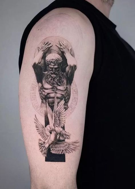 Greek Angel Tattoo, Greek Tattoos Mythology, Greek Angel, Ancient Greek Tattoo, Scientific Tattoo, Angel Tattoo Ideas, Apollo Tattoo, Tattoos Behind Ear, Greece Tattoo