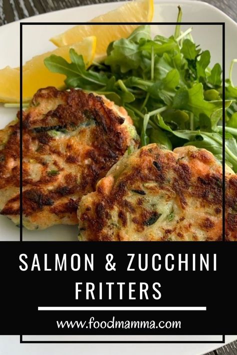 These salmon and zucchini fritters are light and tasty. They are a delicious appetizer or make a satisfying main when paired with a salad. Salmon Fritters Baby, Salmon And Zucchini Recipes, Veggie Waffles, Salmon Fritters, Salmon And Zucchini, Salmon Zucchini, Live Naturally, Easy Bakes, Pumpkin Zucchini