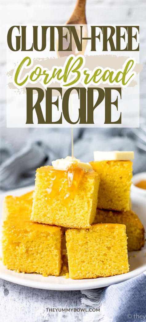 Enjoy this golden and soft gluten-free Honey Cornbread, a perfect balance of sweetness and wholesome ingredients. It's easy to make, full of flavor, and ideal for any occasion. Your new favorite cornbread recipe! Gluten Free Sweet Cornbread, Best Gluten Free Cornbread Recipe, Cornbread Recipe Without Milk, Healthy Corn Bread, Corn Bread Gluten Free, Gluten Free Honey Cornbread, Healthy Cornbread Recipe, Gf Cornbread, Gluten Free Cornbread Dressing