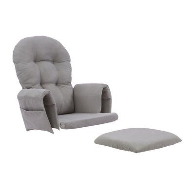 Soft Chair Cushions For Wooden Glider Rocker, Replacement Cushions Includes Seat And Back Cushions, Arm Pads With Storage Side Pockets, And Ottoman Cushion Cover. Fabric: Light Grey Glider Rocker Cushions, Glider Cushions, Glider Rocking Chair, Wooden Rocking Chairs, Glider And Ottoman, Rocking Chair Cushions, Soft Chair, Glider Rocker, Ottoman Cushion