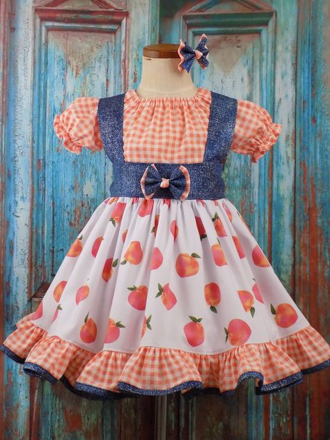 Pageant Ooc, Girls Western Dresses, Baby Pageant, Peach Festival, Toddler Pageant, Woman Costumes, Square Dance Dresses, Pageant Wear, Big Girl Dresses