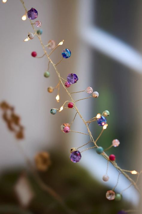 Stargazer Color Constellation Garland | Terrain White Garland Christmas, Beaded Christmas Garland, Constellation Wedding, Hanging Stars, Warm White Led Lights, Star Garland, Craft Night, White Led Lights, Beaded Garland